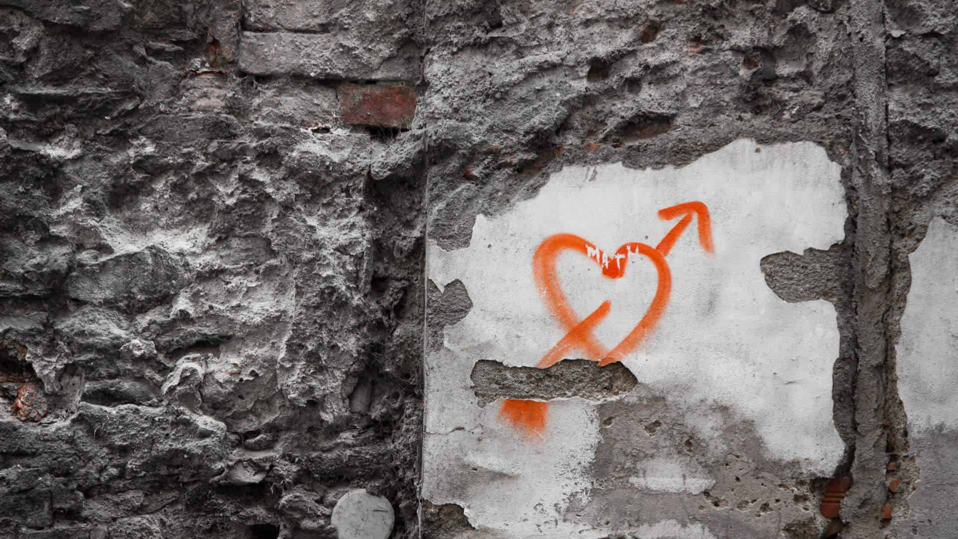 heart graffiti on wall