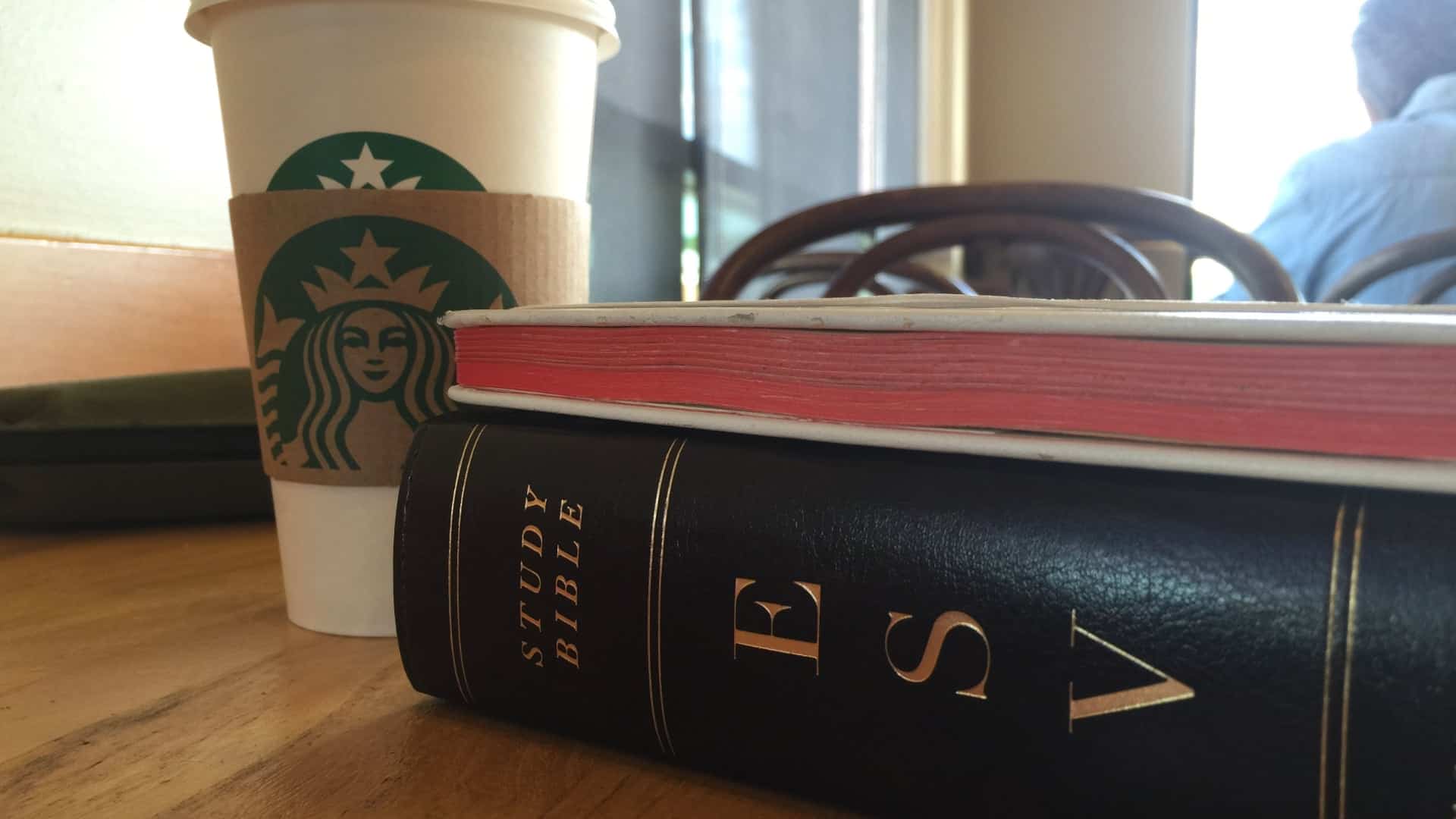 Bible in coffee shop